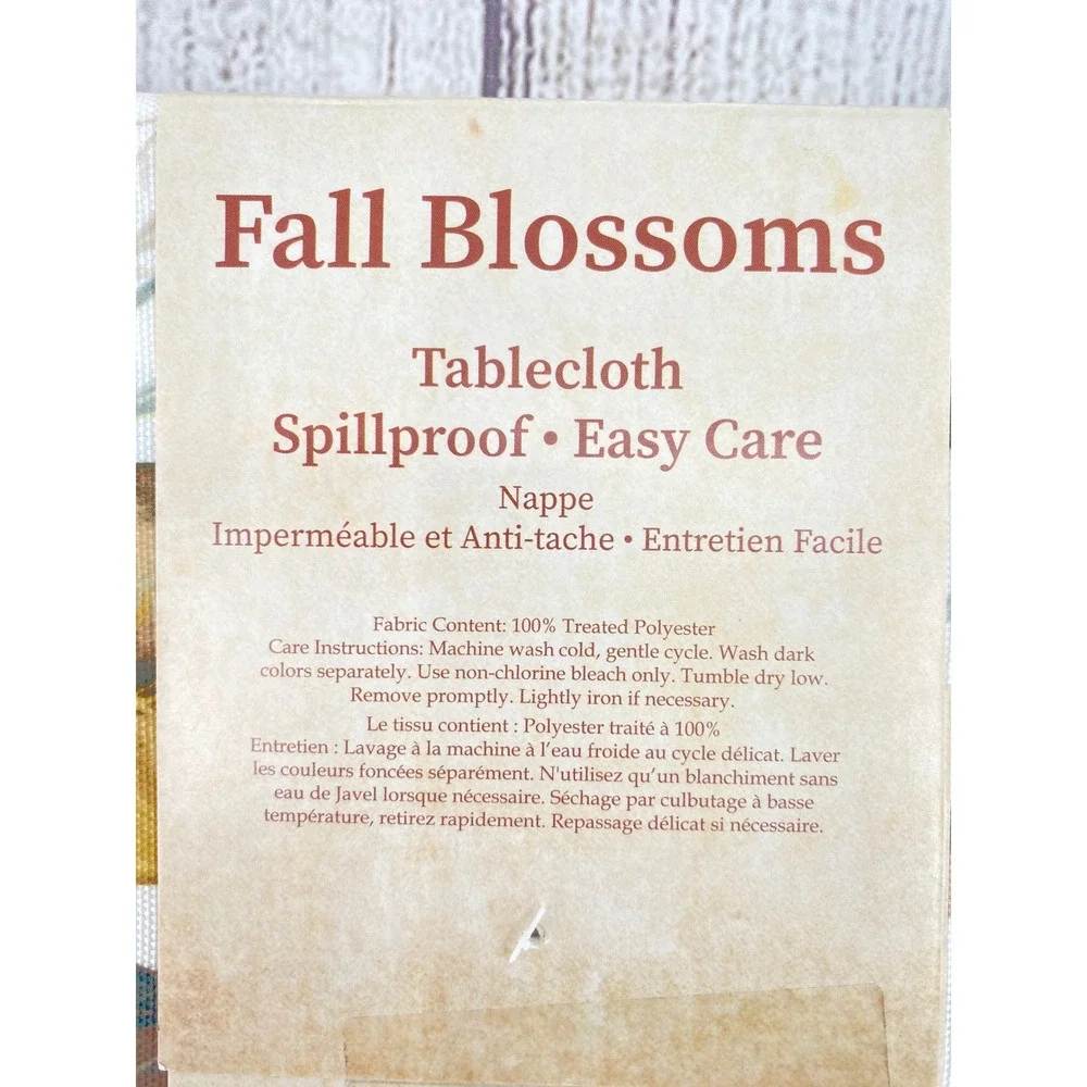 Benson Mills Fall Blossoms Tablecloth 60x84 Floral Spillproof Leaves Autumn